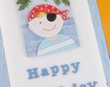 'Boy Pirate Cake' - Made using the pirate from our 'Fun Faces' and 'Tubby Alphabet Set'